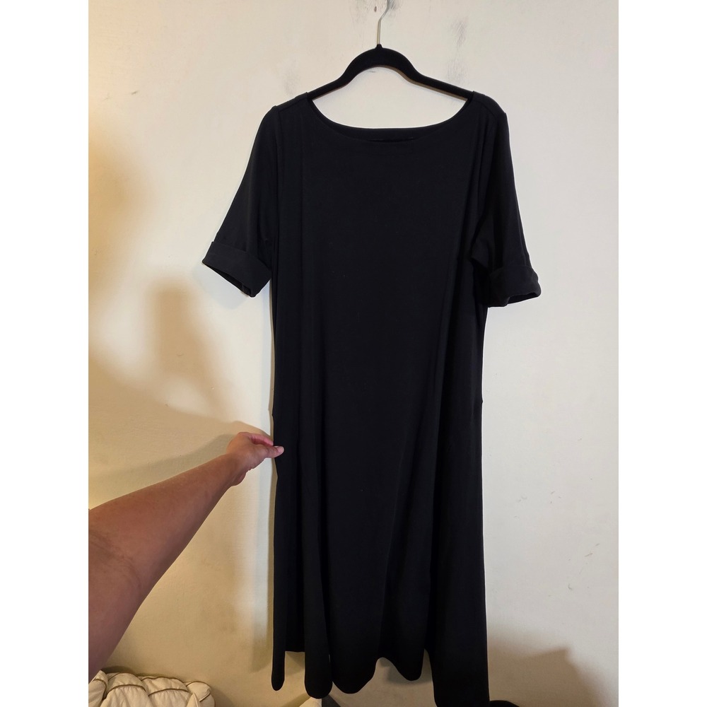 Lauren Ralph Lauren Black Short Sleeve Cuffed Knit Midi Dress 2X 252863913001